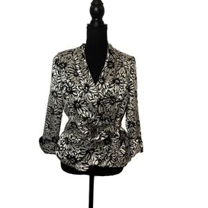 Onxy Nite Flora Print Side Wrap Blazer